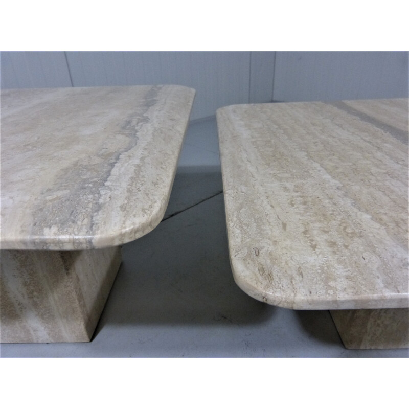 Set of 3 Travertine Side Tables - 1970s