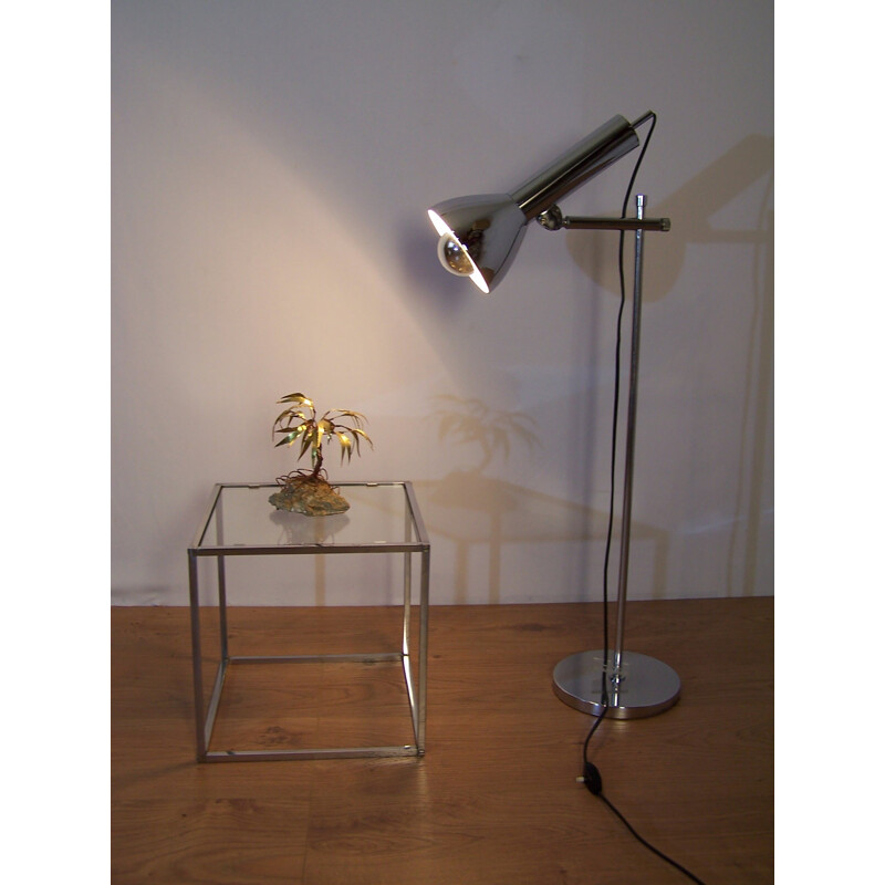 Vintage Floor Lamp Chromed Metal -1960s