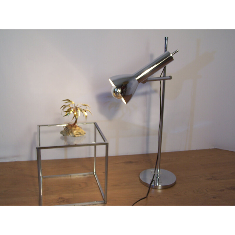 Vintage Floor Lamp Chromed Metal -1960s