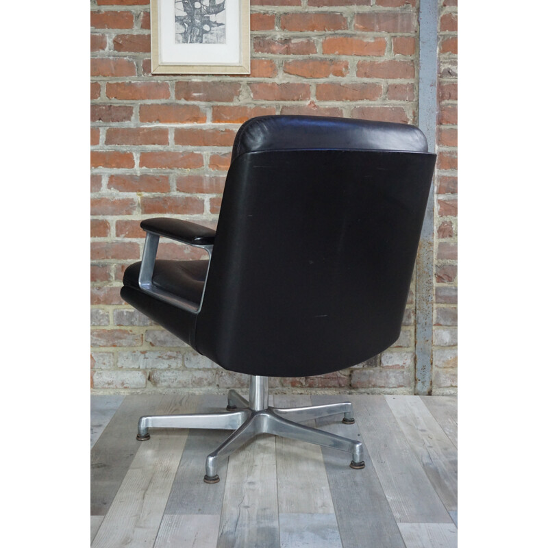 Vintage leather office armchair by Vaghi - 1960s