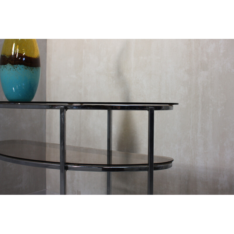 Vintage Italian Half-Moon Chrome Console - 1970s