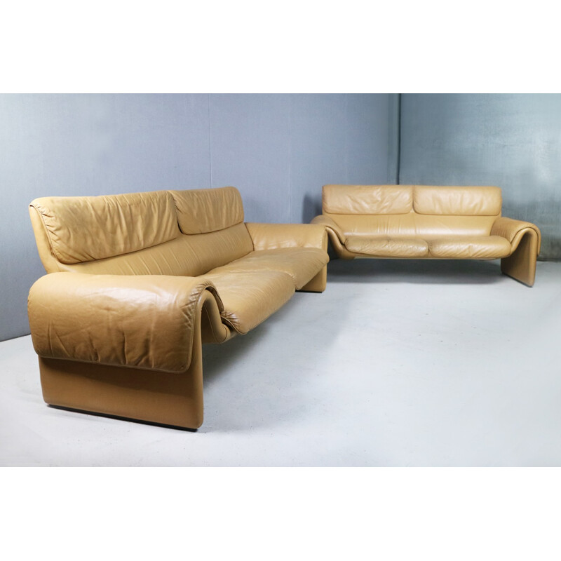 Pair of Swiss leather sofas by De Sede - 1970s