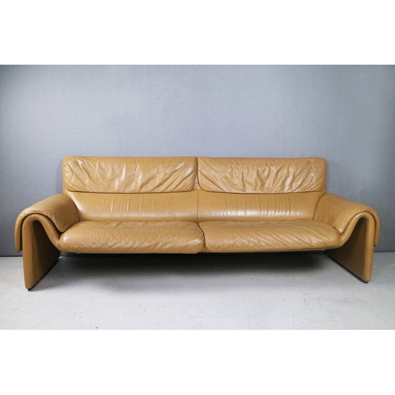 Pair of Swiss leather sofas by De Sede - 1970s