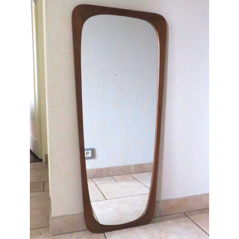 Large asymmetrical teak mirror from Denmark - 1960s