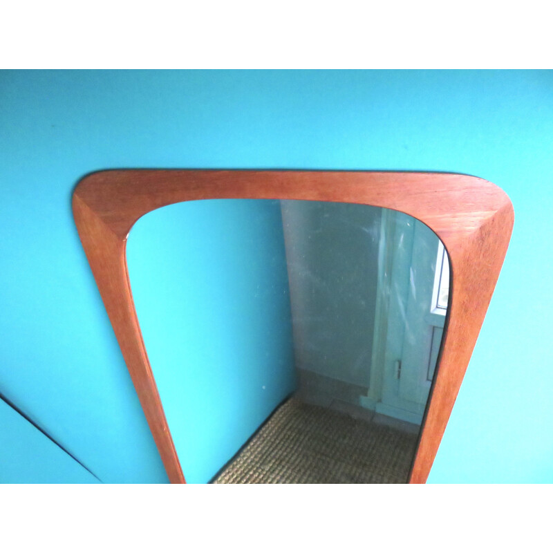 Large asymmetrical teak mirror from Denmark - 1960s