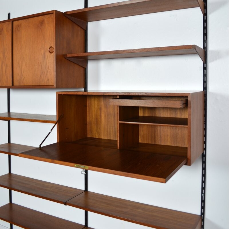 Scandinavian teak wall bookcase from Kai Kristiansen - 1960s