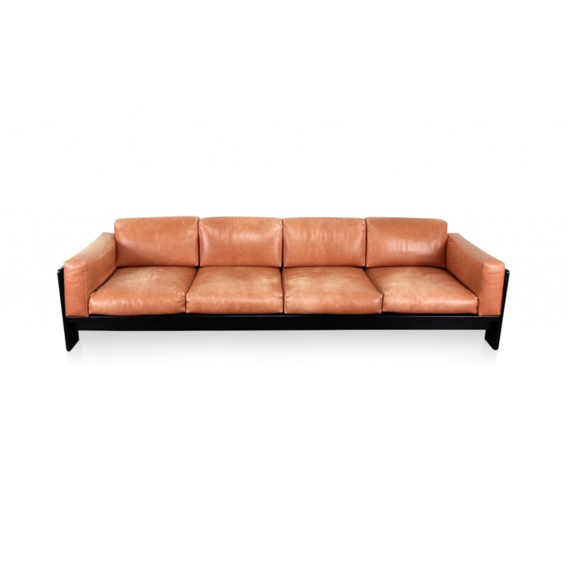 Four-seat Sofa ’Bastiano’ Cognac Leather by Tobia Scarpa - 1980s