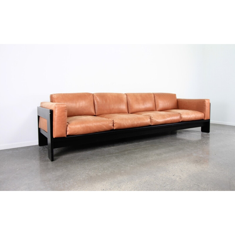 Four-seat Sofa ’Bastiano’ Cognac Leather by Tobia Scarpa - 1980s