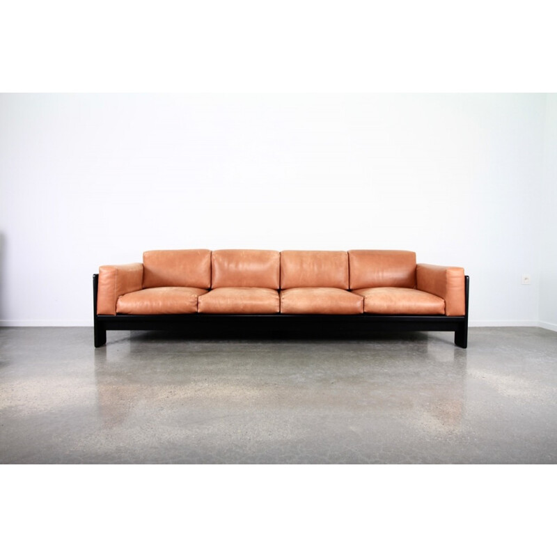 Four-seat Sofa ’Bastiano’ Cognac Leather by Tobia Scarpa - 1980s