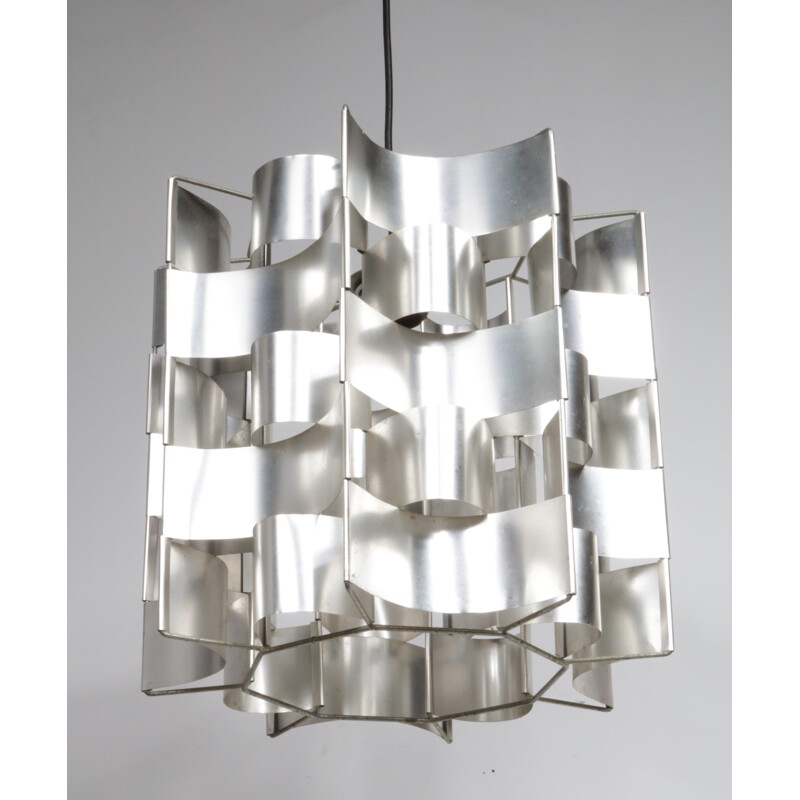 Aluminium hanging lamp by Max SAUZE - 1960s