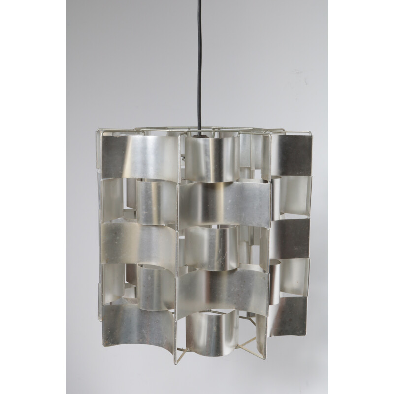 Aluminium hanging lamp by Max SAUZE - 1960s