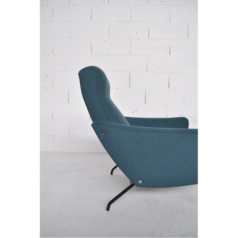 Pair of blue armchairs, Joseph André MOTTE - 1950s