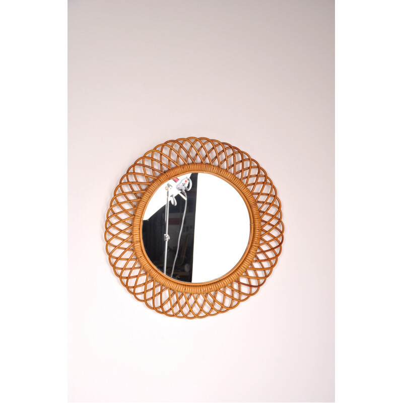 Vintage rattan mirror - 1950s