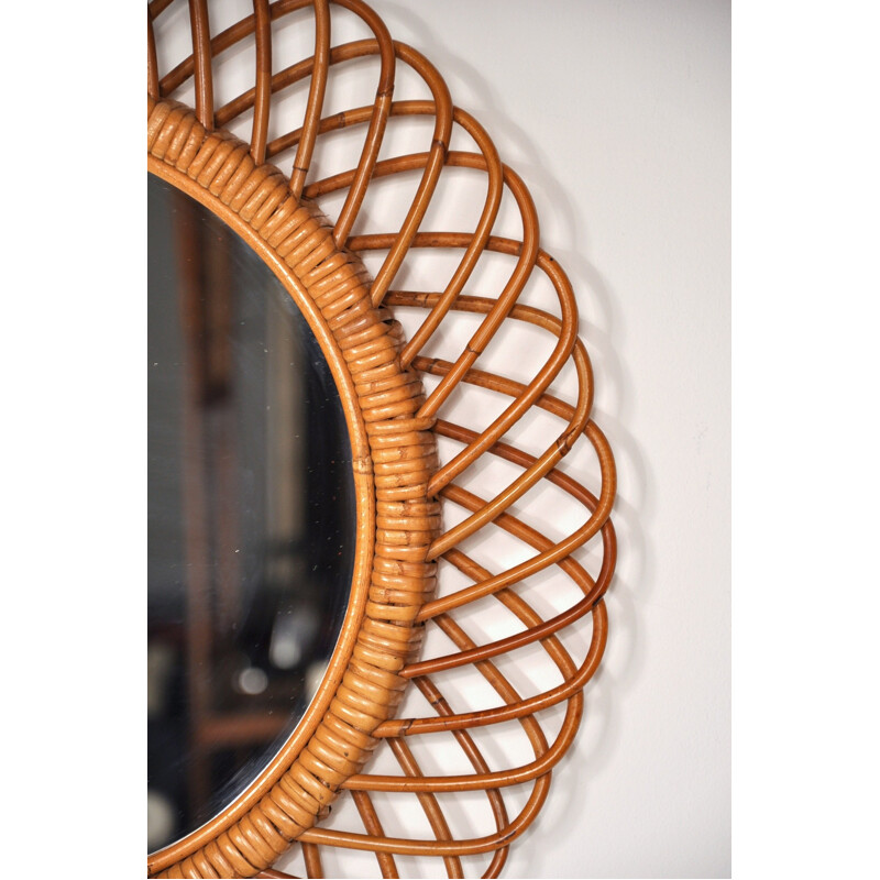 Vintage rattan mirror - 1950s