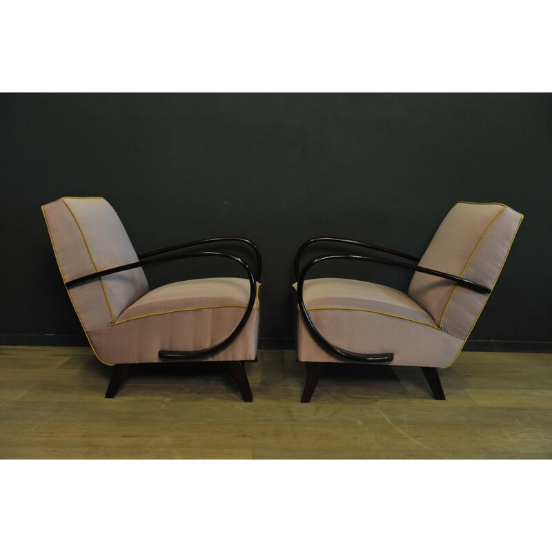 Pair of mauve armchairs, Jindrich HALABALA - 1940s
