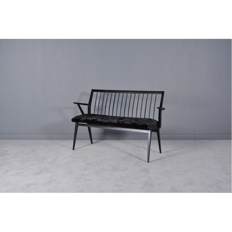 Vintage black swedish bench - 1960s