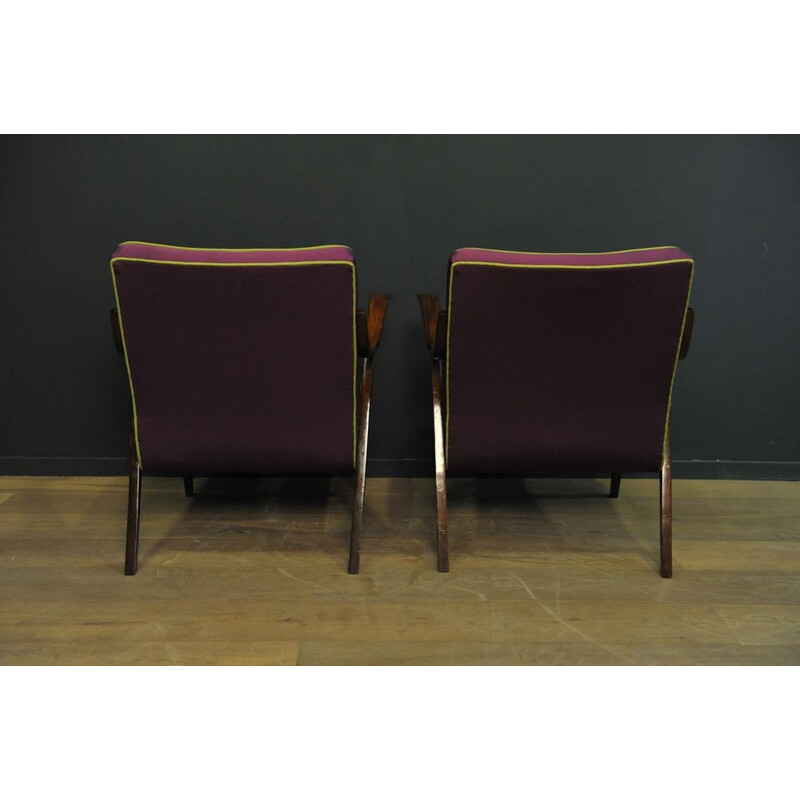 Pair of vintage purple armchairs, 1950