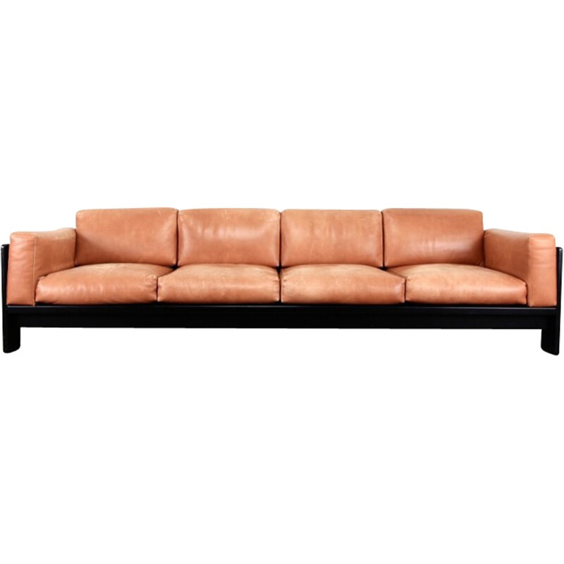 Four-seat Sofa ’Bastiano’ Cognac Leather by Tobia Scarpa - 1980s