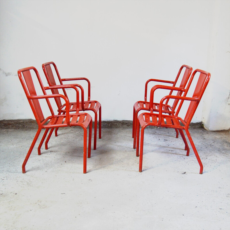 Set of 4 Tolix armchairs model T4 - 1950s