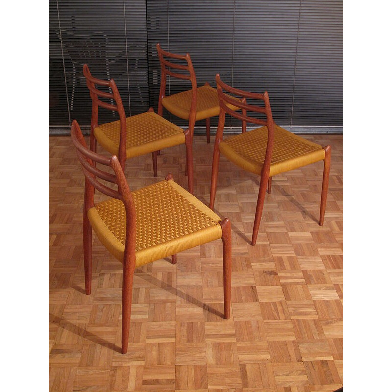 Set of 4 teak chairs model 78 by Niels Moller for J.L Mollers Nobelfabrik - 1960s