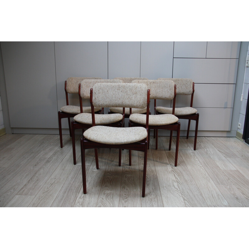 6 vintage dining chairs in rosewood - Model 49 - designed by Erik Buch - Denmark - 1960s