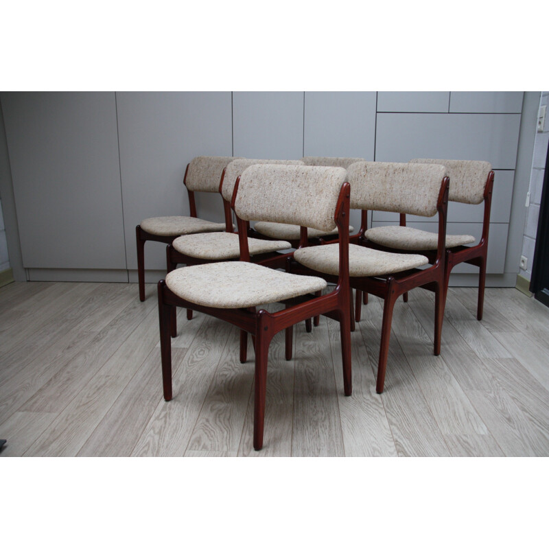 6 vintage dining chairs in rosewood - Model 49 - designed by Erik Buch - Denmark - 1960s