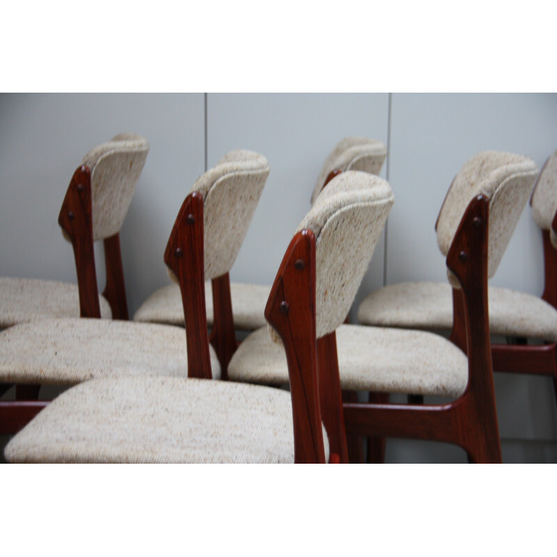 6 vintage dining chairs in rosewood - Model 49 - designed by Erik Buch - Denmark - 1960s