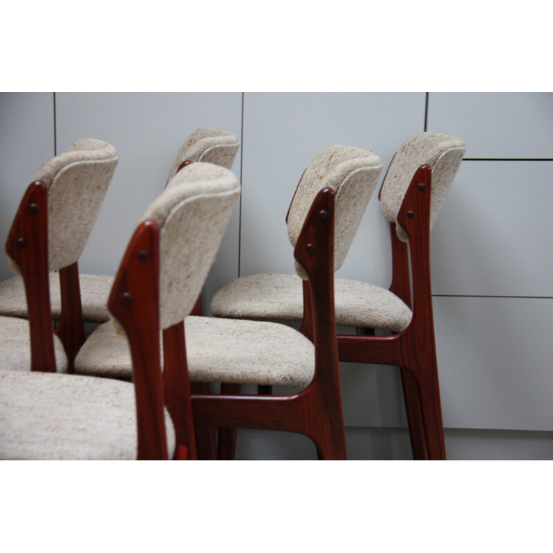 6 vintage dining chairs in rosewood - Model 49 - designed by Erik Buch - Denmark - 1960s