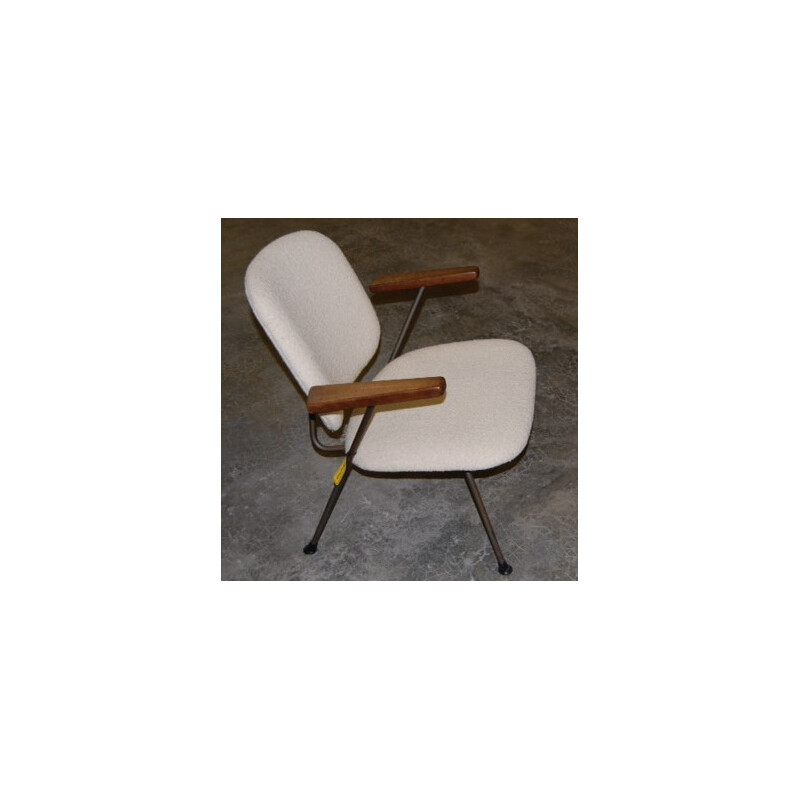 Chaise vintage blanche à accoudoirs, H.W. GISPEN - 1958