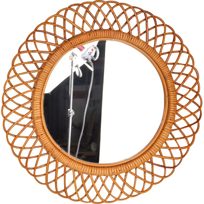 Vintage rattan mirror - 1950s