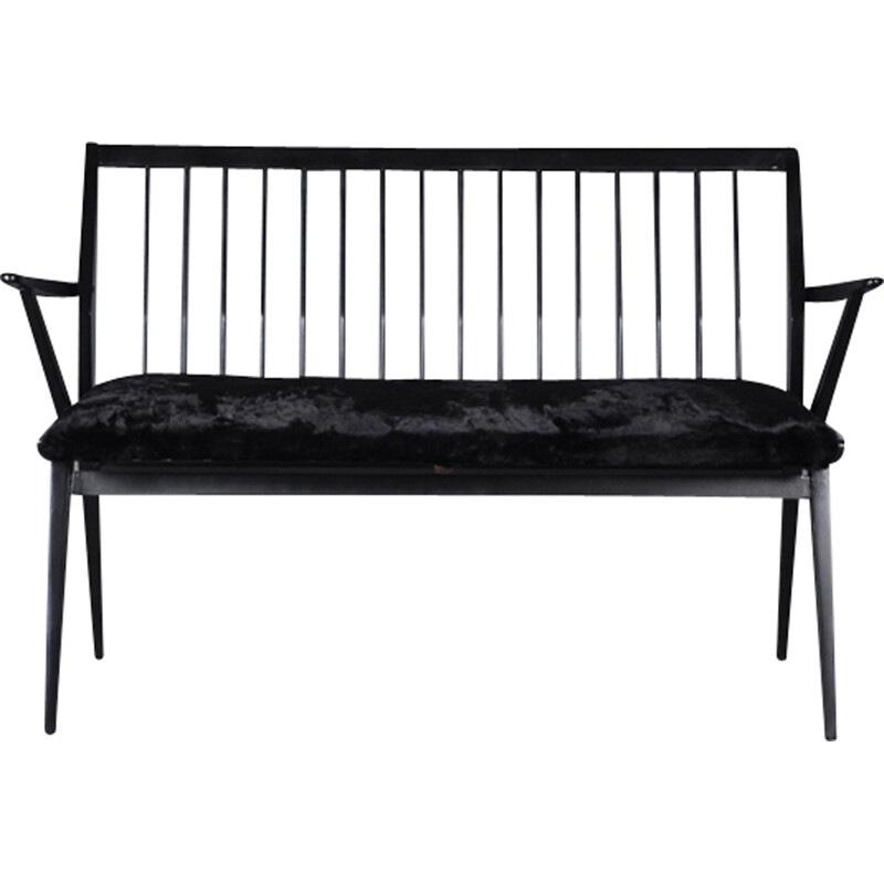 Vintage black swedish bench - 1960s