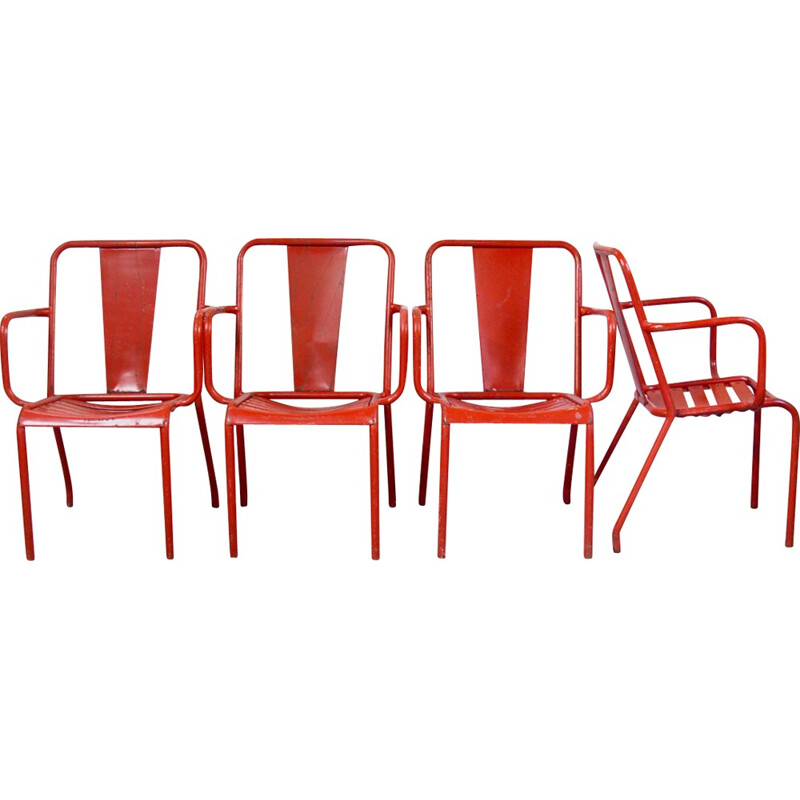 Set de 4 fauteuils Tolix modèle T4 - 1950
