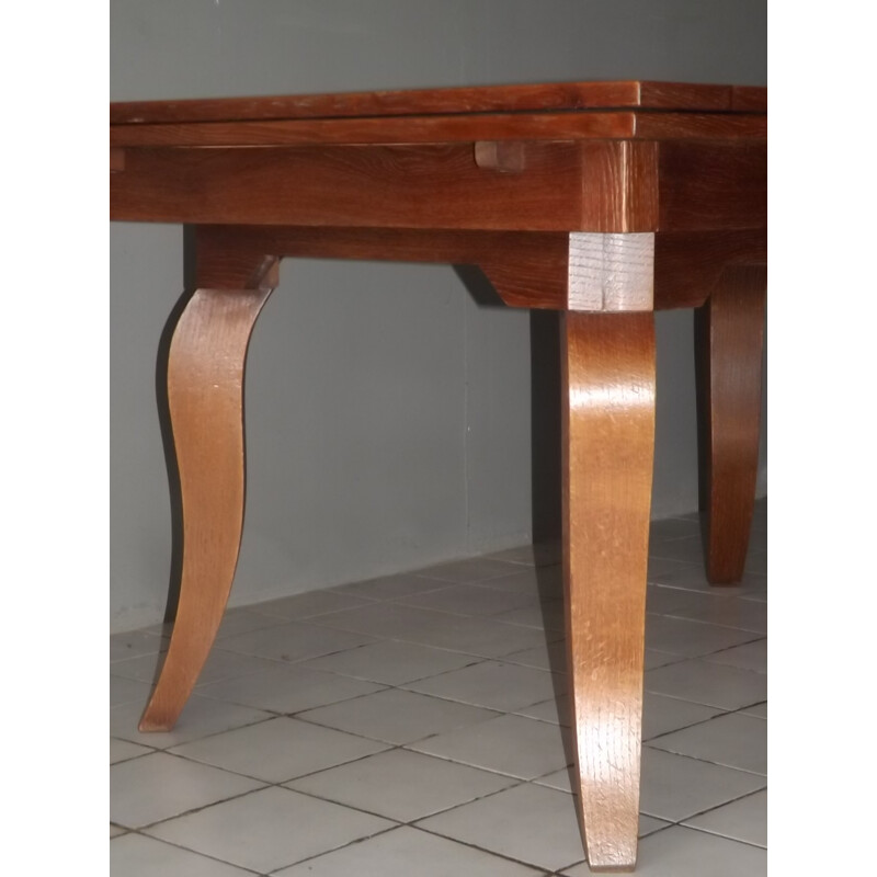 Oak table by Gaston Poisson neoclassical - 1940s