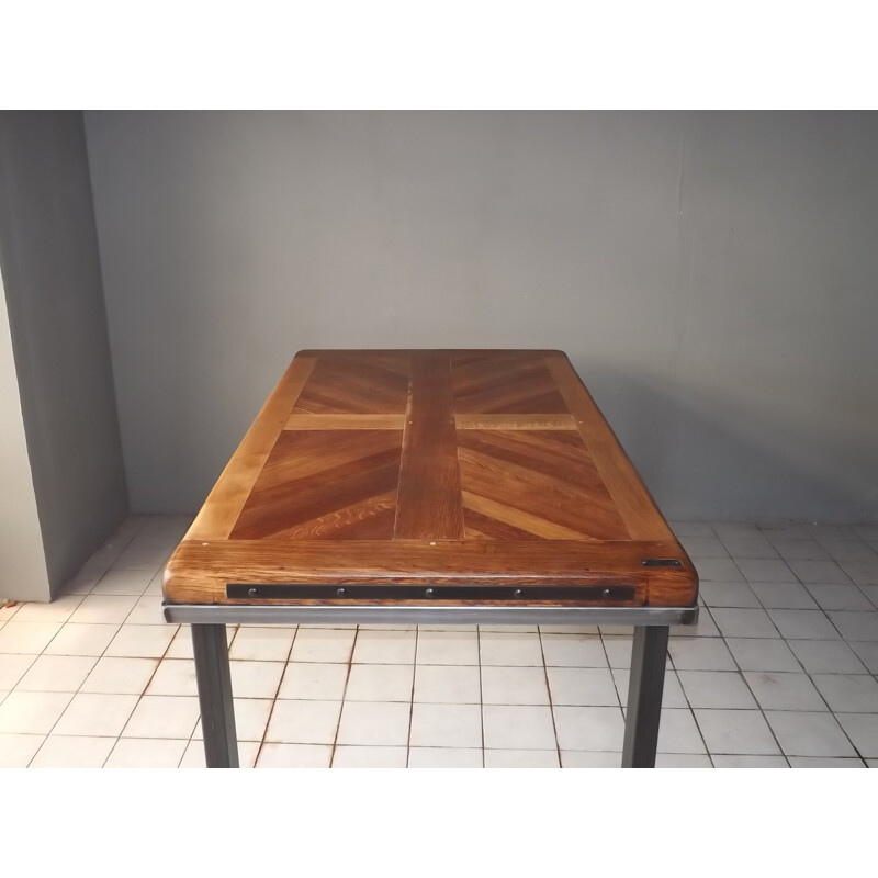 Vintage Oak industrial table stamped loft - 2000