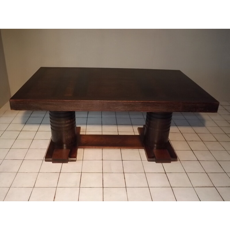 Vintage oak table by Charles Dudouyt - 1930