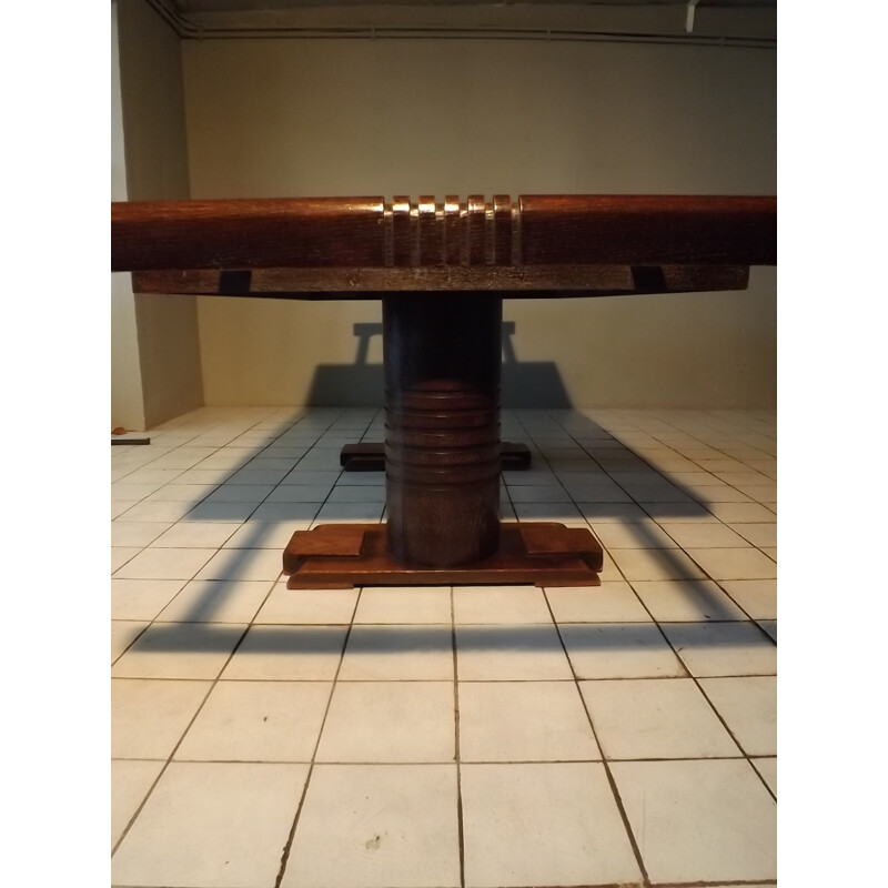 Vintage oak table by Charles Dudouyt - 1930