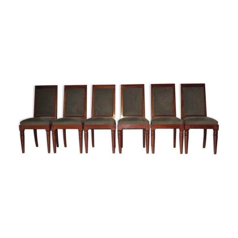 Set of 6 mahogany art deco chairs by Gaston Poisson - 1930