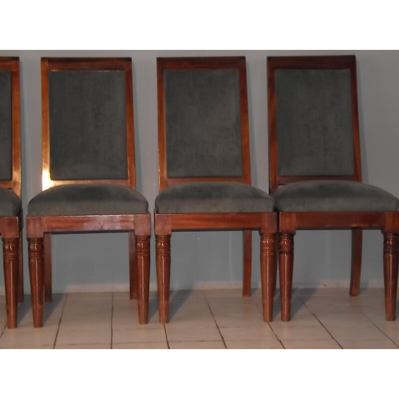 Set of 6 mahogany art deco chairs by Gaston Poisson - 1930