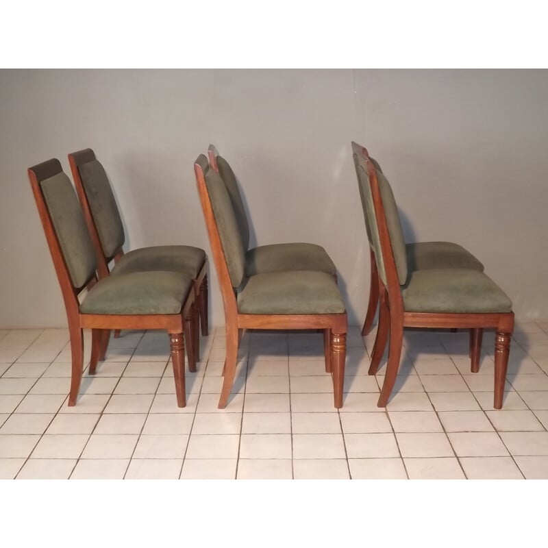 Set of 6 mahogany art deco chairs by Gaston Poisson - 1930