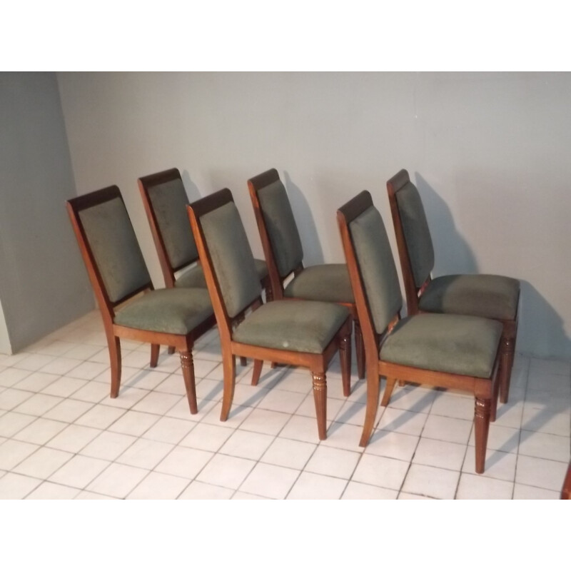 Set of 6 mahogany art deco chairs by Gaston Poisson - 1930