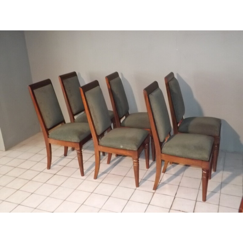 Suite de 6 chaises acajou de Gaston Poisson art déco - 1930