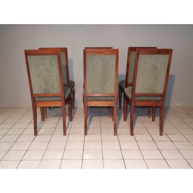 Set of 6 mahogany art deco chairs by Gaston Poisson - 1930