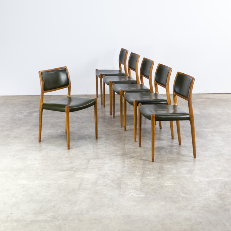 Set of 6 chairs model 80 by Niels Otto Mollerfor J.L. Møllers - 1960s