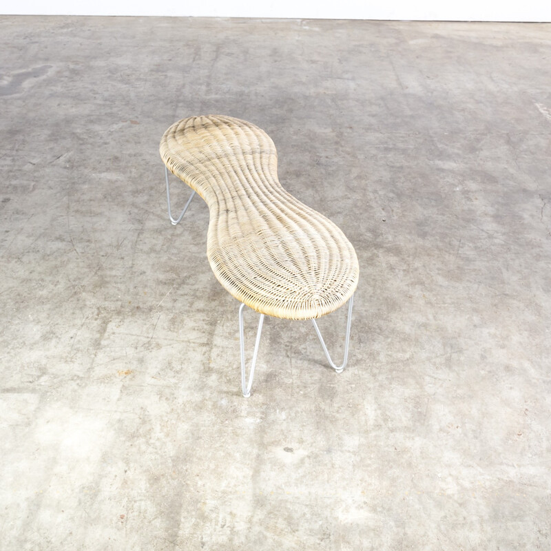 Wicker and metal ‘peanut’ bench - 1980s