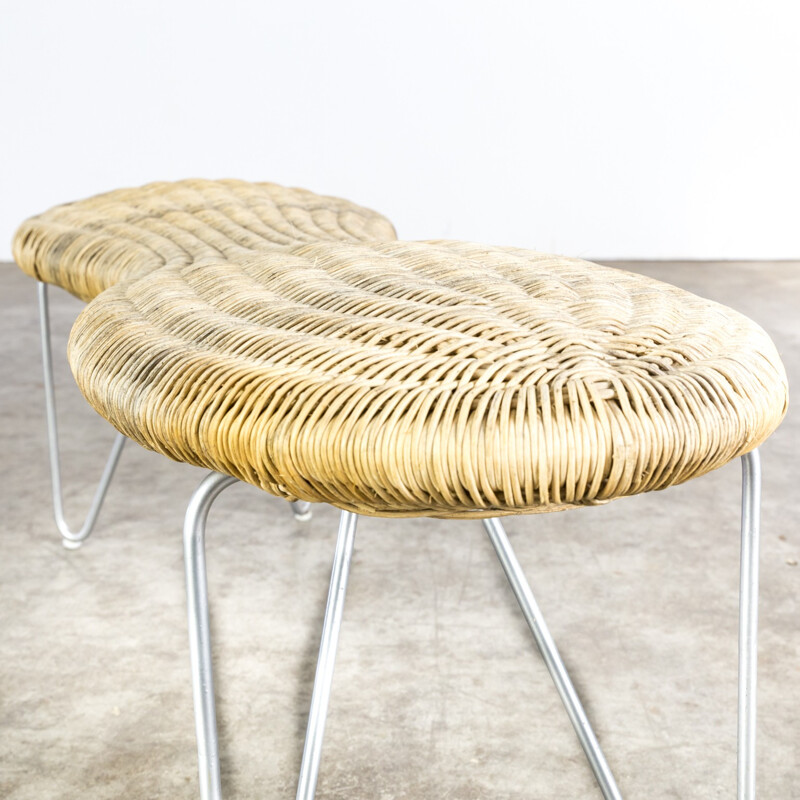 Wicker and metal ‘peanut’ bench - 1980s