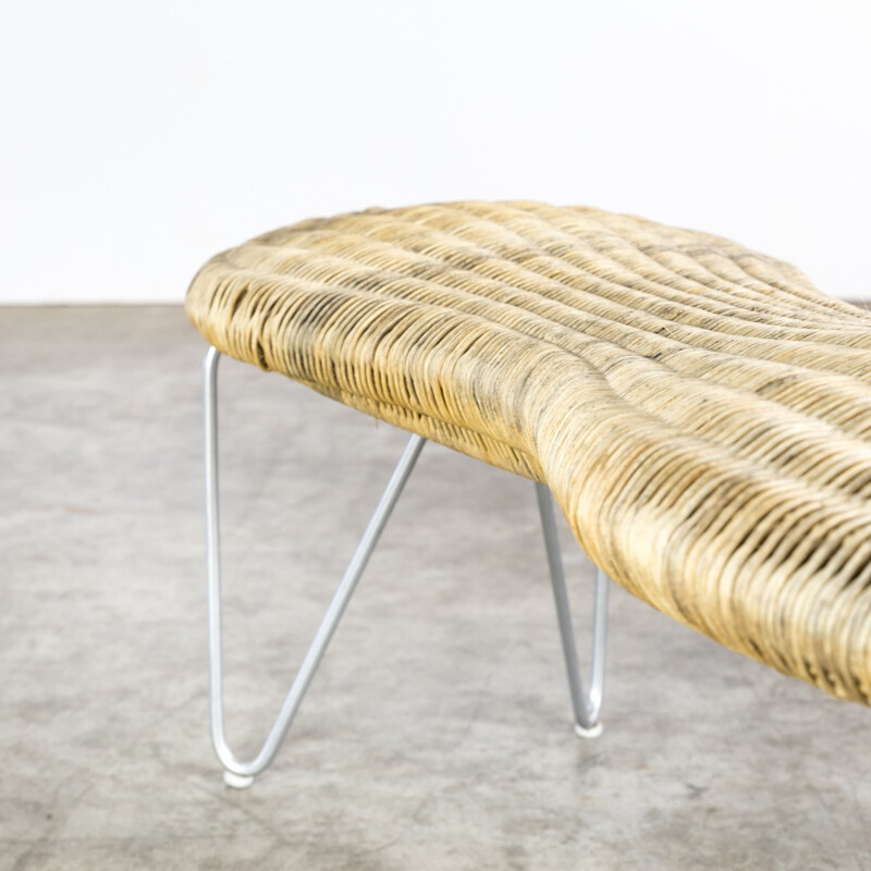 Wicker and metal ‘peanut’ bench - 1980s
