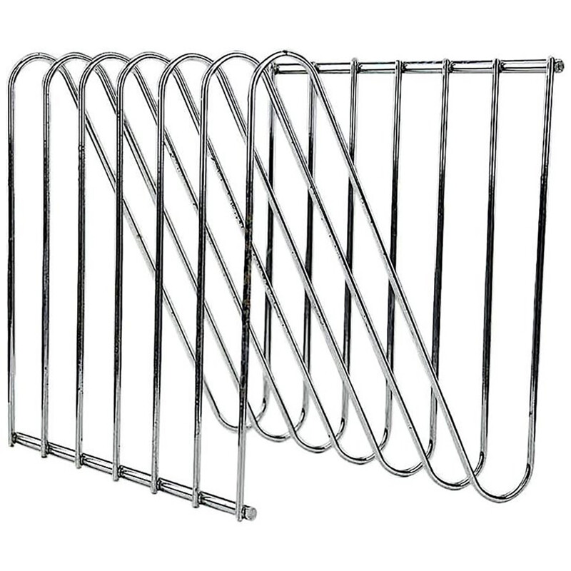 Vintage chrome-plated steel magazine rack by Arnal, 1970