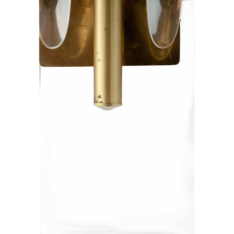 Pair of Brass and Crystal Italian Sconces by Gaetano Sciolari - 1960