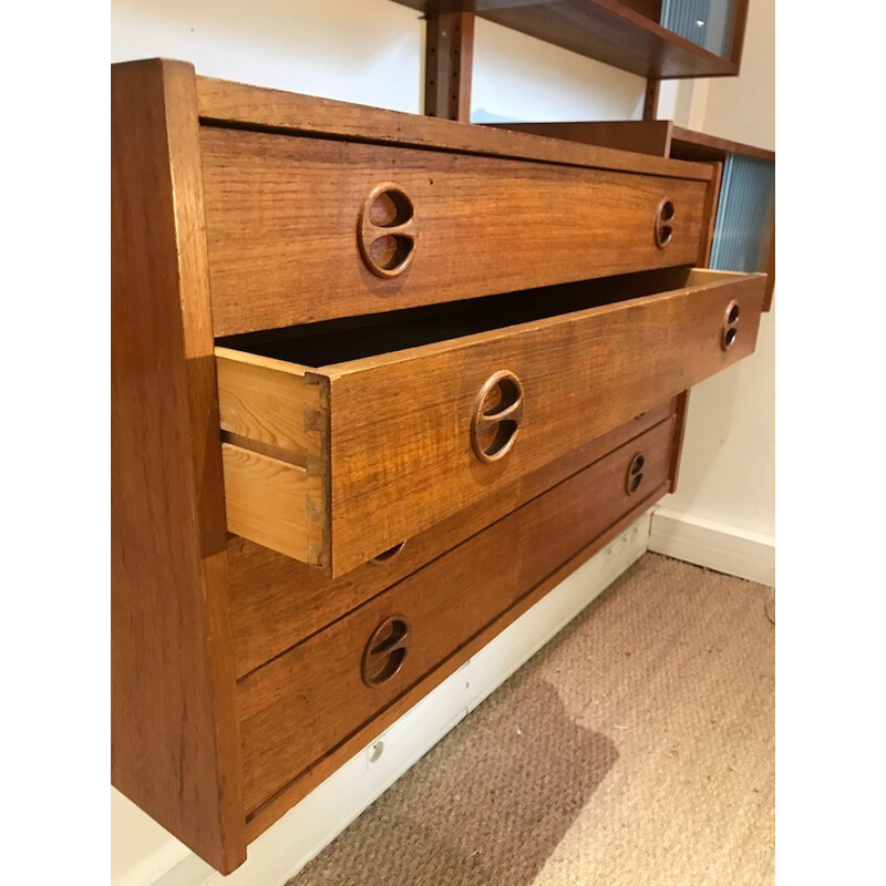 Vintage Danish teak wall unit - 1960s