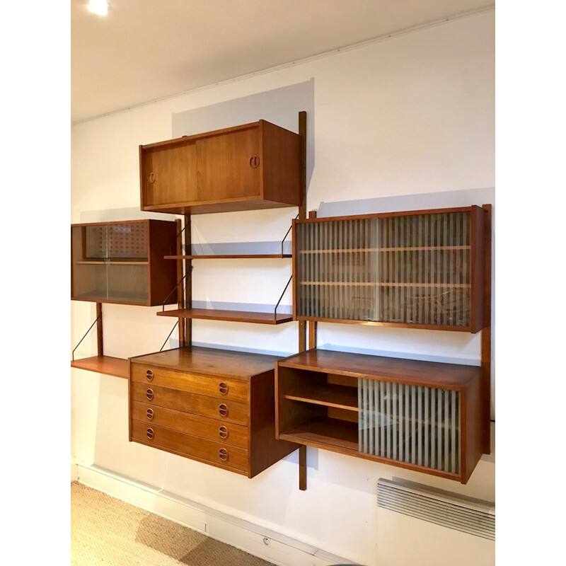 Vintage Danish teak wall unit - 1960s